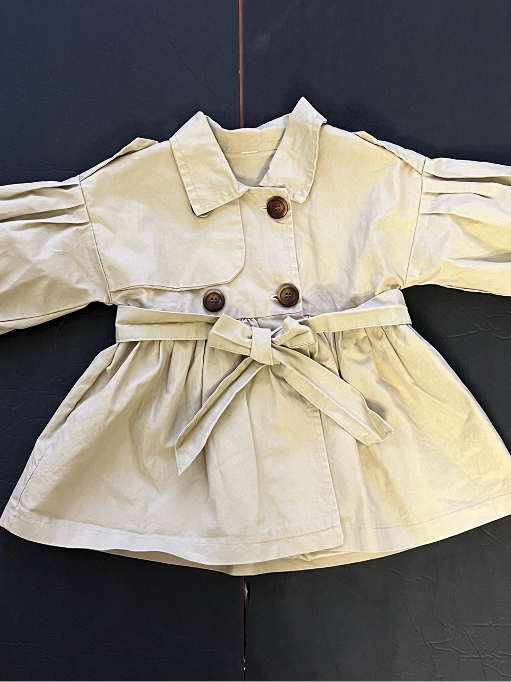 2T Toddler Girls Beige khaki Tie-Waist Trench Coat